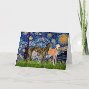 Greyhound Pair - Starry Night Card