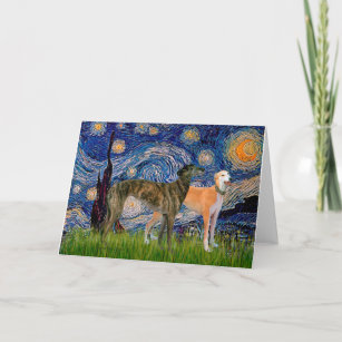 Greyhound Pair - Starry Night Card
