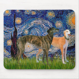 Greyhound Pair - Starry Night Mouse Pad