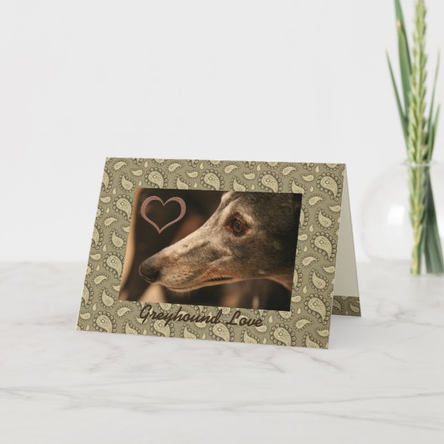 Greyhound Paisley Love Custom Personalized Card (Front)