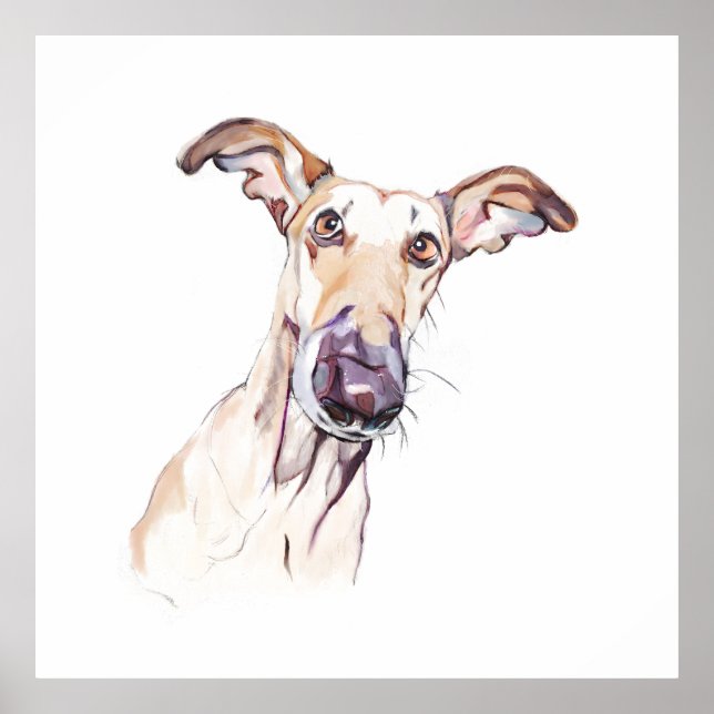 Greyhound Pet Memorial, Watercolor Poster (Front)