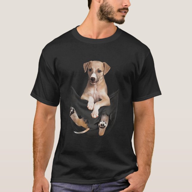 Greyhound Pocket Cute Greyhound Puppy in Pocket  T-Shirt (Front)