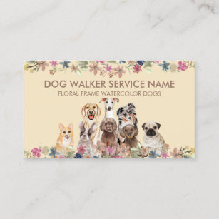 Greyhound Poodle Aussie Pug Corgi Brown Dogs Business Card