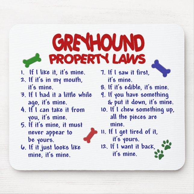 GREYHOUND Property Laws 2 Mouse Pad (Front)