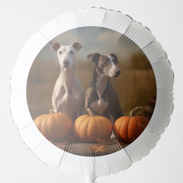 Greyhound Puppy Autumn Delight Pumpkin Balloon (Front)