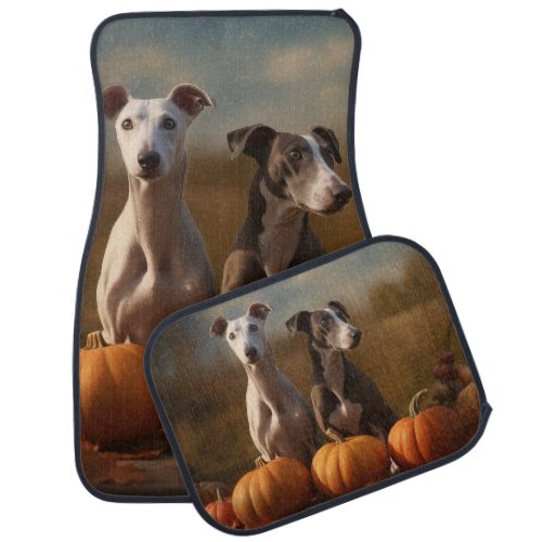 Greyhound Puppy Autumn Delight Pumpkin Car Floor Mat