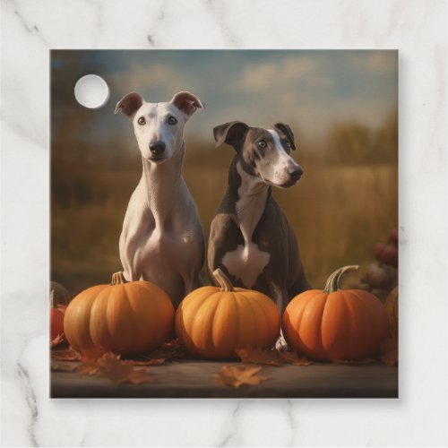 Greyhound Puppy Autumn Delight Pumpkin Favor Tags