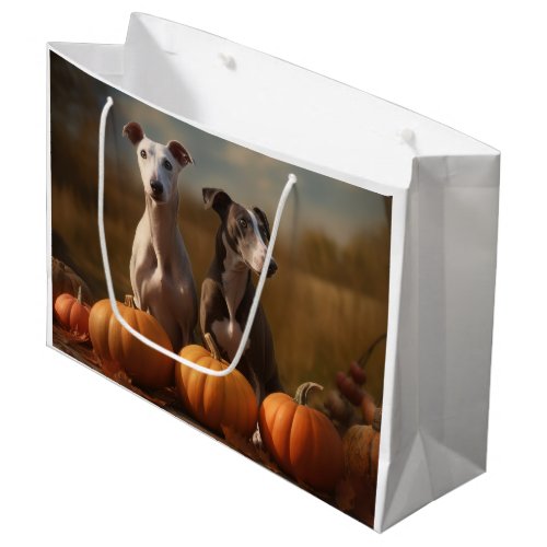 Greyhound Puppy Autumn Delight Pumpkin Large Gift Bag