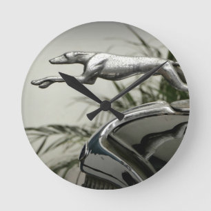 Greyhound Radiator Cap Round Clock