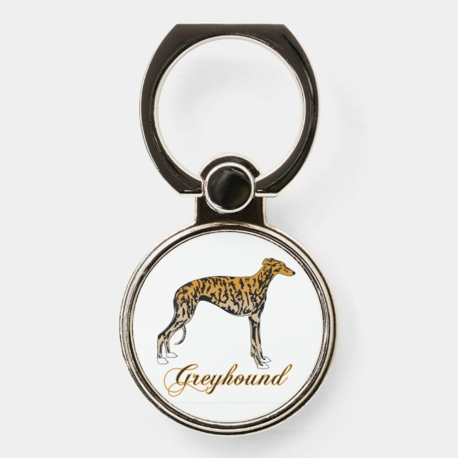 Greyhound Red Brindle Phone Ring Stand (Front)