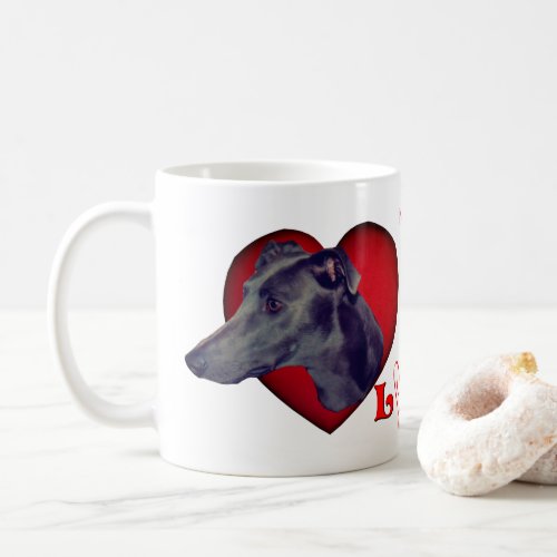 Greyhound Red Heart Love Personalized Coffee Mug