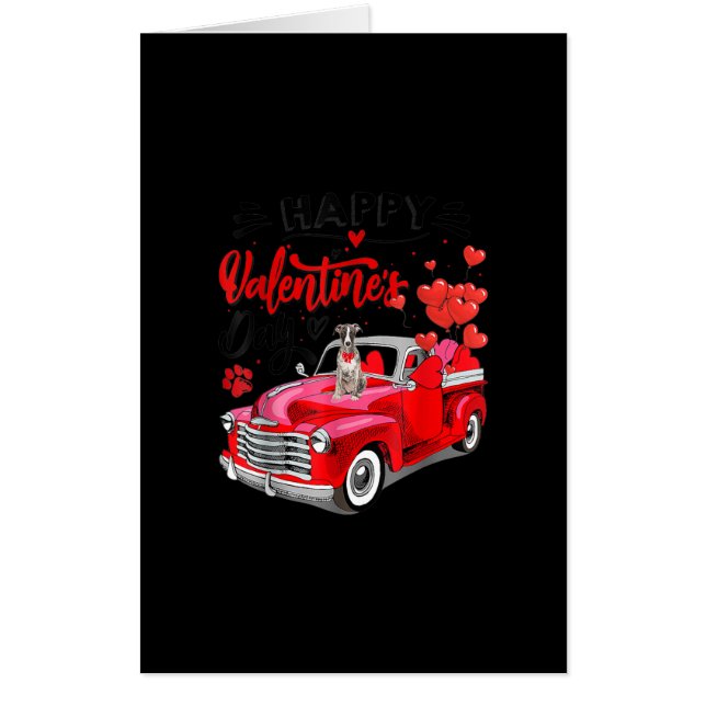 Greyhound Red Truck Valentines Day Funny Dog Gift Card (Front)