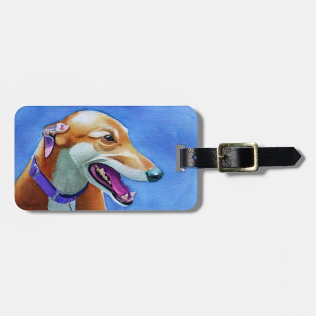 Greyhound Rescue Dog Luggage Tag (Front Horizontal)