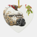 Greyhound Roaching Under The Mistletoe Ceramic Ornament at Zazzle