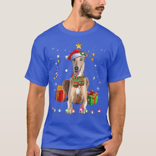 Greyhound Santa Funny Christmas Tree Lights Xmas P T_Shirt