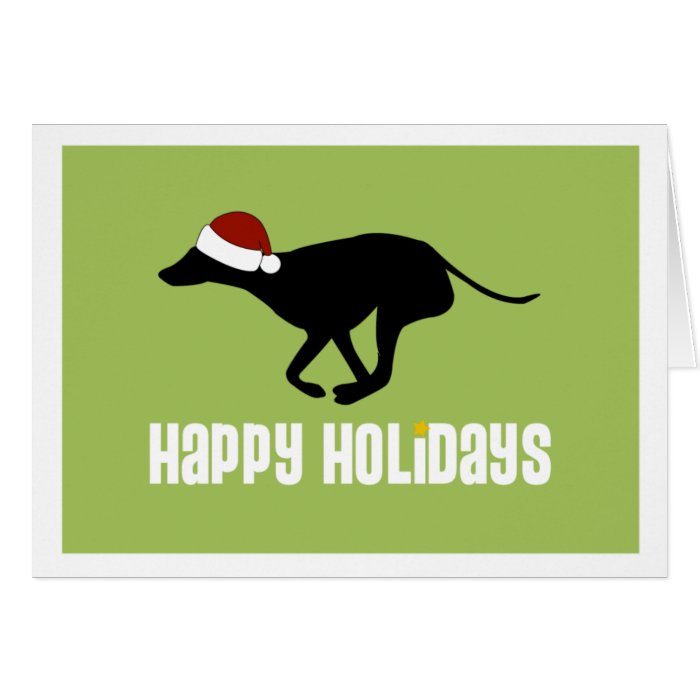 Greyhound Santa Hat Card