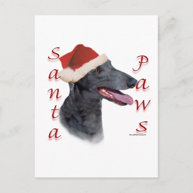 Greyhound Santa Paws Holiday Postcard (Front)