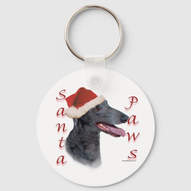 Greyhound Santa Paws Keychain (Front)