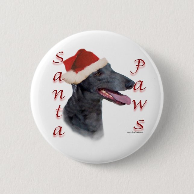 Greyhound Santa Paws Pinback Button (Front)