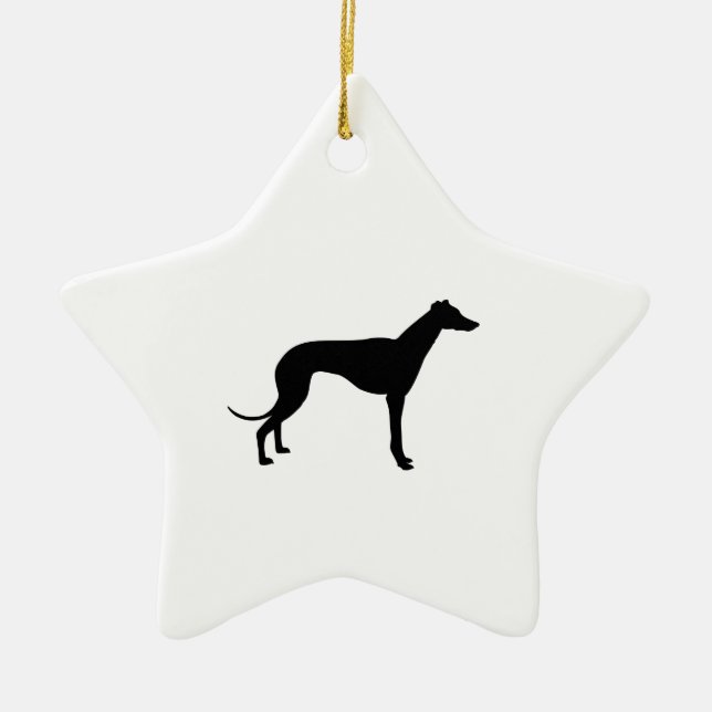 Greyhound Silhouette Ceramic Ornament (Front)