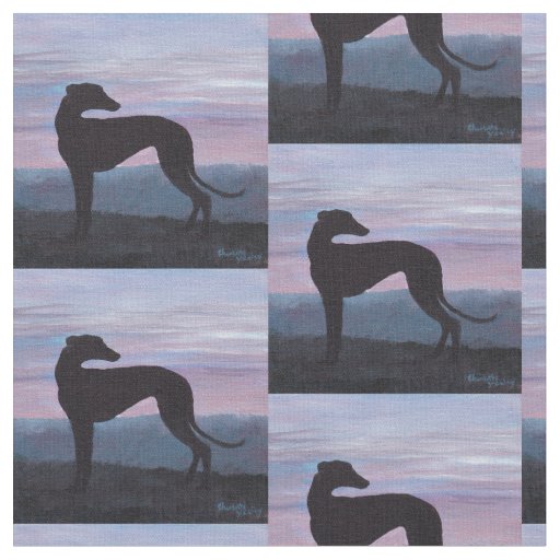 Greyhound Silhouette Dog Art Fabric