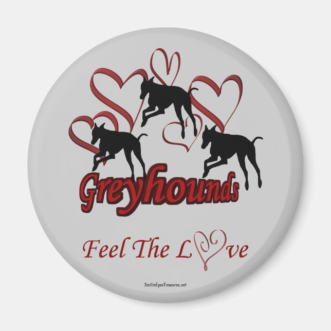 Greyhound Silhouette Hearts Love Dog Magnet (Front)