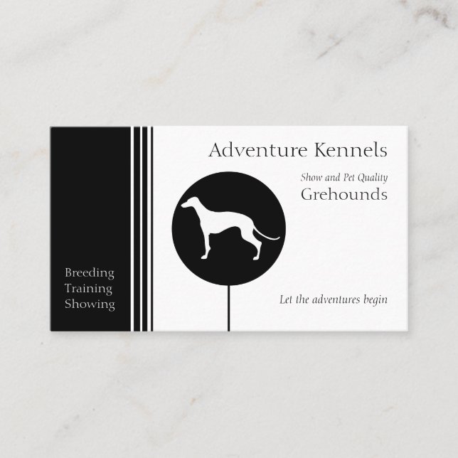 Greyhound Silhouette Modern Black White Business Card (Front)