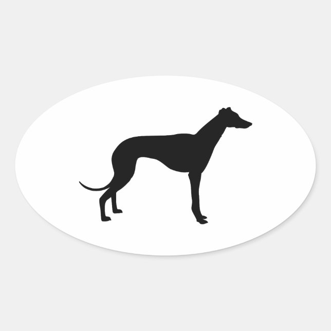 Greyhound Silhouette Oval Sticker (Front)