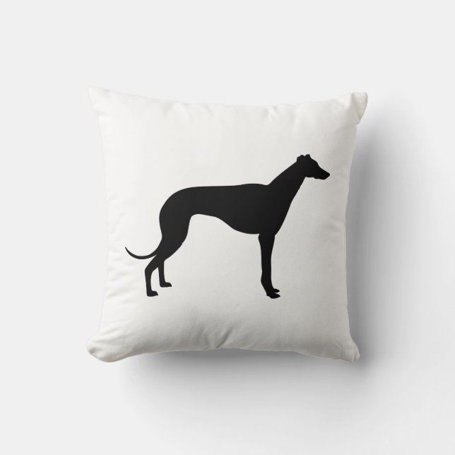 Greyhound Silhouette Throw Pillow (Front)