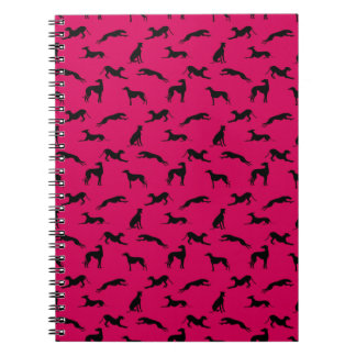 Greyhound Silhouettes Black on Bright Pink Notebook