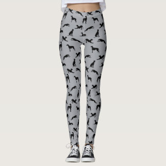 Greyhound Silhouettes Black on Gray Leggings