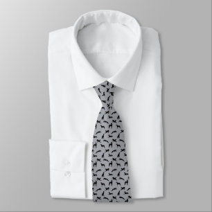 Greyhound Silhouettes Black on Grey Neck Tie