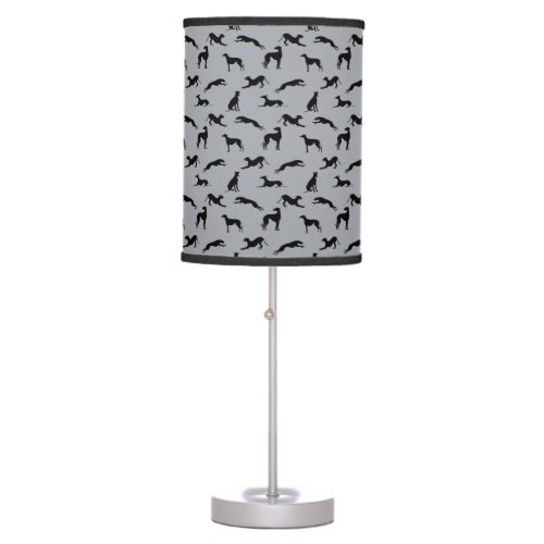 Greyhound Silhouettes Black on Grey Table Lamp