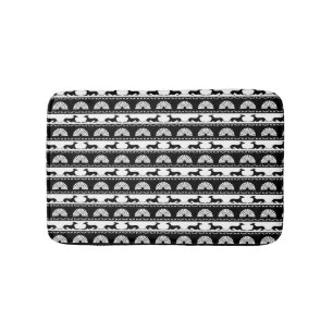 Greyhound Silhouettes Black White Art Deco Fan Bath Mat