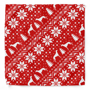 Greyhound Silhouettes Christmas Pattern Bandana