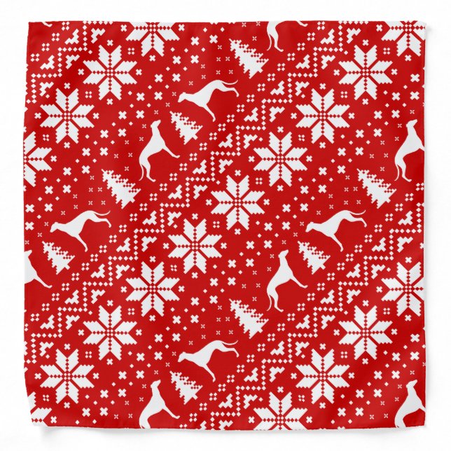 Greyhound Silhouettes Christmas Pattern Bandana (Front)