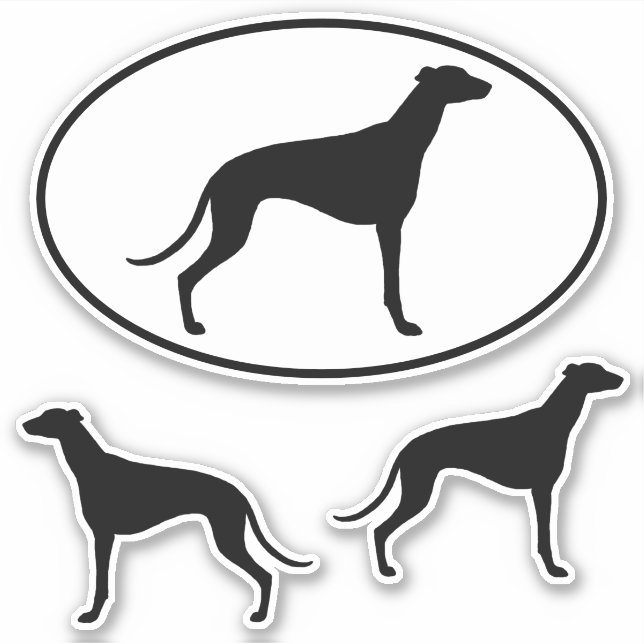 Greyhound Silhouettes Cool Canine Sticker Set (Front)
