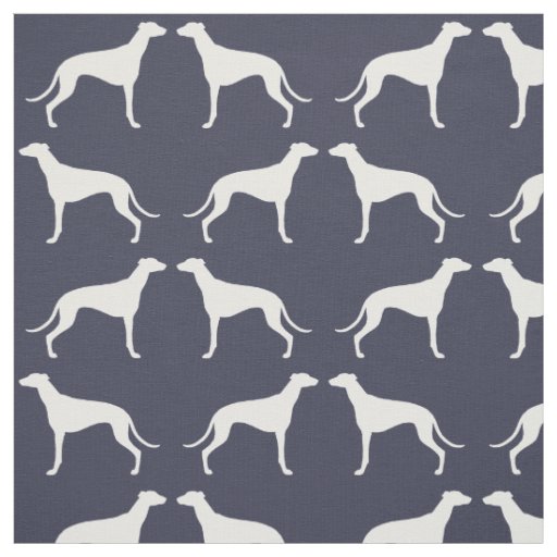 Greyhound Silhouettes Pattern Midnight Blue Fabric