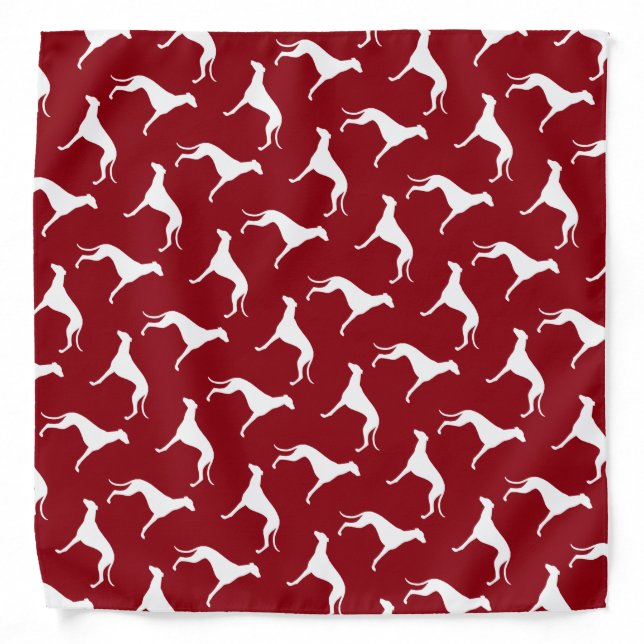 Greyhound Silhouettes Pattern Red Bandana (Front)