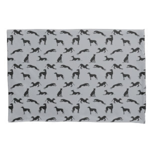 Greyhound Silhouettes Reversible on Gray Pillow Case