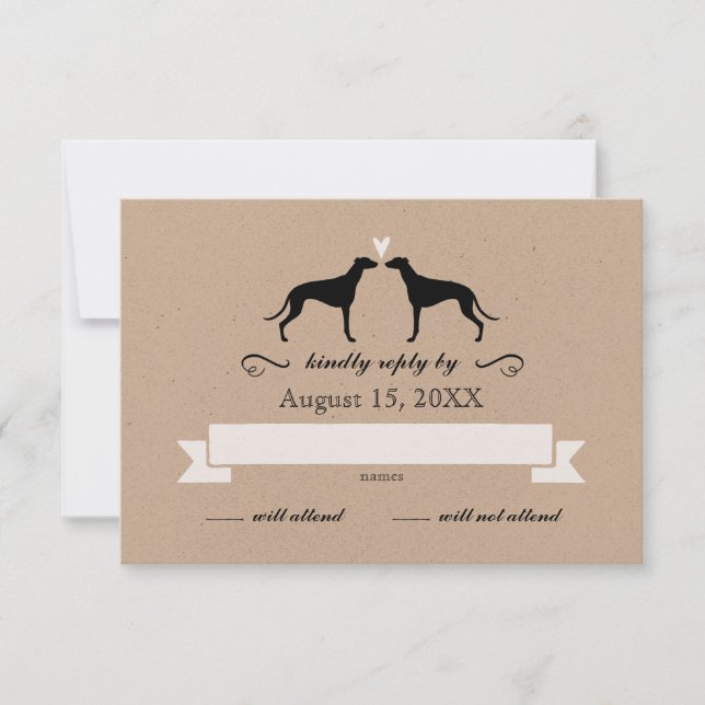 Greyhound Silhouettes Wedding RSVP Reply (Front)