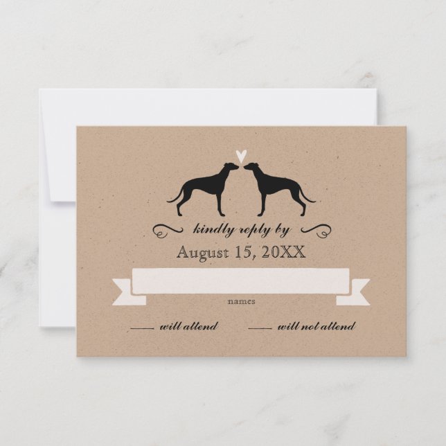Greyhound Silhouettes Wedding RSVP Reply Card (Front)