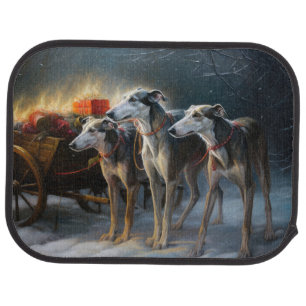 Greyhound Snowy Sleigh Christmas Decor Car Floor Mat