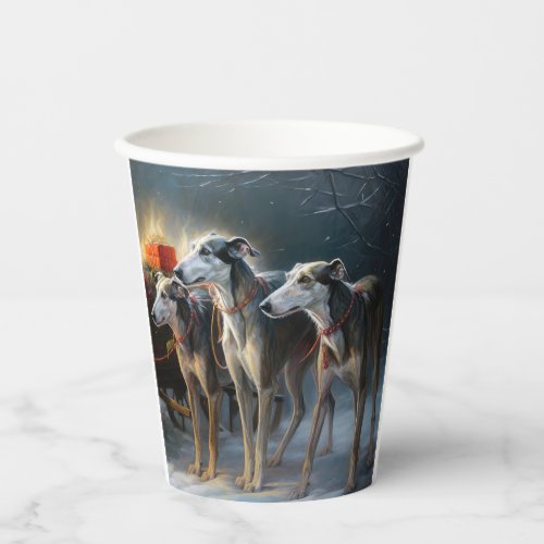 Greyhound Snowy Sleigh Christmas Decor Paper Cups