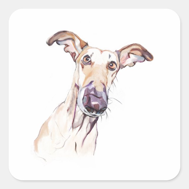 Greyhound Sticker, Laptop Dog Label (Front)
