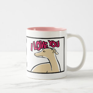 Greyhound stylized “I coils You " Two-Tone Coffee Mug