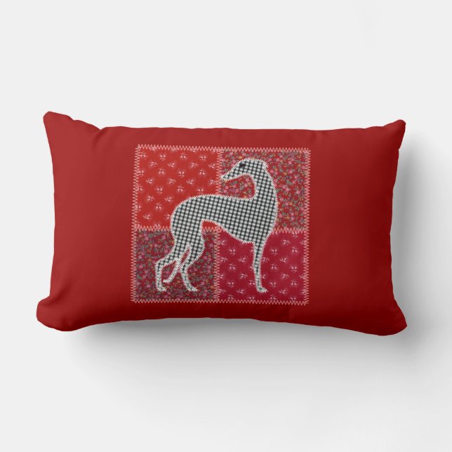 Greyhound stylized “Patchwork " Lumbar Pillow (Front)