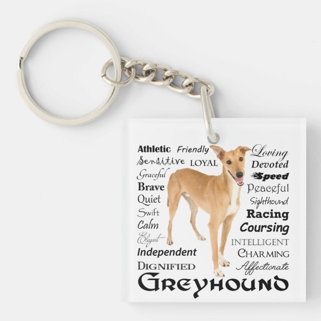 Greyhound Traits Keychain (Front)