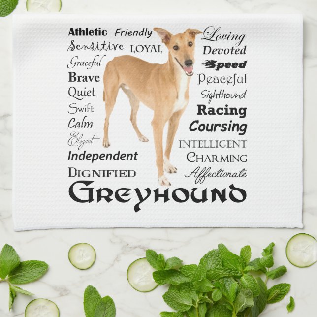 Greyhound Traits Kitchen Towel (Folded)