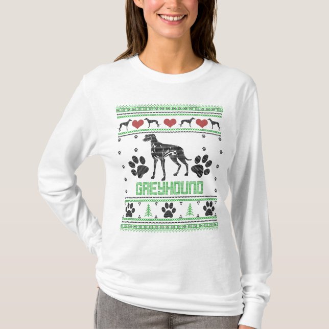 Greyhound ugly holiday sweater pattern (Front)